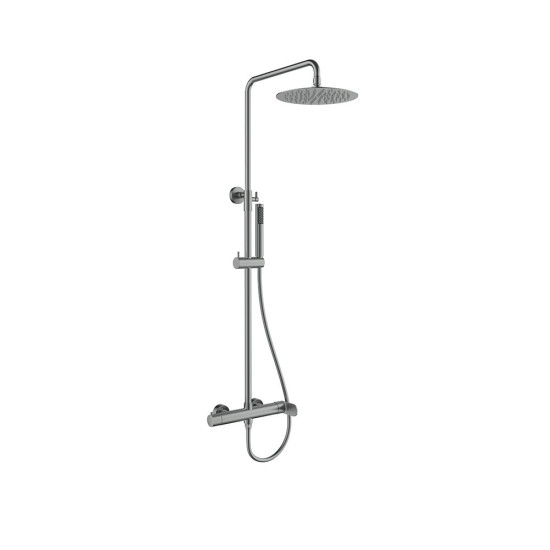 Orabella Aspen Gun metal light - Στήλη ντουζ με στρόγγυλη κεφαλή Φ250