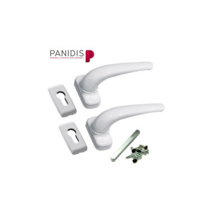 Πόμολο Νο Χ-502 διπλό με ροζέτες panidis λευκό 