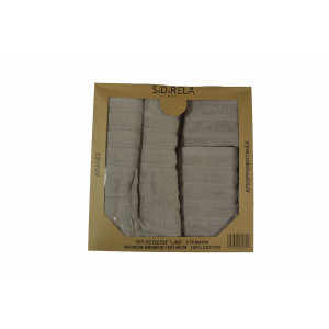 SIDIRELA Σετ πετσέτες μπάνιου 3 τεμάχια LINE γκρι Ε-3481GR
