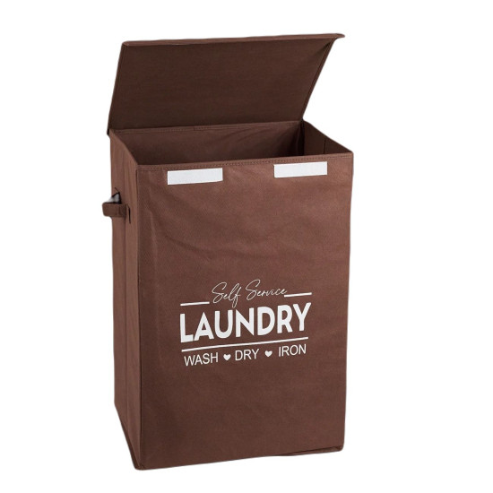 SIDIRELA Καλάθι απλύτων N/W "LAUNDRY" 72lt καφέ ανοιχτό E-4336BR