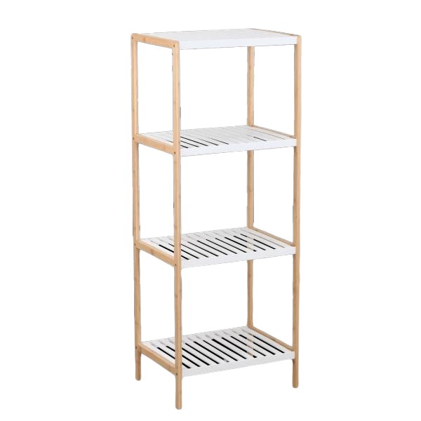 SIDIRELA Ραφιέρα bamboo με 4 λευκά ράφια 45Χ35Χ120cm Ε-2439