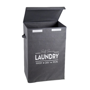 SIDIRELA Καλάθι απλύτων N/W "LAUNDRY" 72lt γκρί E-4336GR