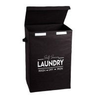 SIDIRELA Καλάθι απλύτων N/W "LAUNDRY" 72lt σκούρο καφέ E-4336BB