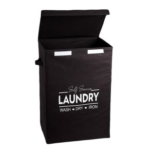 SIDIRELA Καλάθι απλύτων N/W "LAUNDRY" 72lt σκούρο καφέ E-4336BB