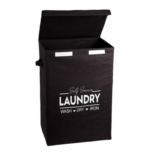SIDIRELA Καλάθι απλύτων N/W "LAUNDRY" 72lt σκούρο καφέ E-4336BB