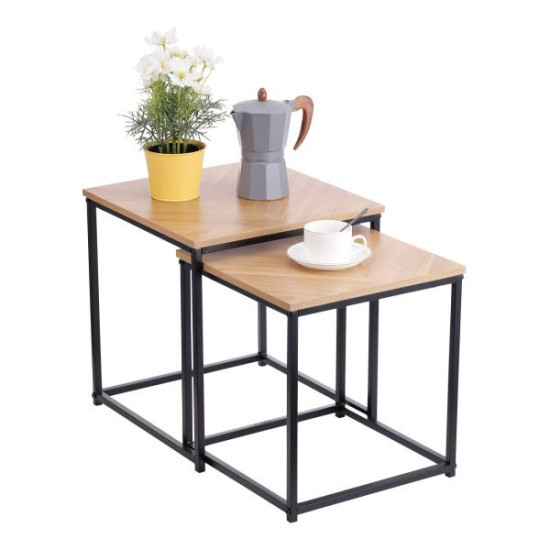 SIDIRELA Σετ τραπεζάκια sidi table 2 τεμαχίων (37.5Χ37.5Χ40cm & 33.5Χ33.5Χ36cm) σε καφέ Ε-4548BR