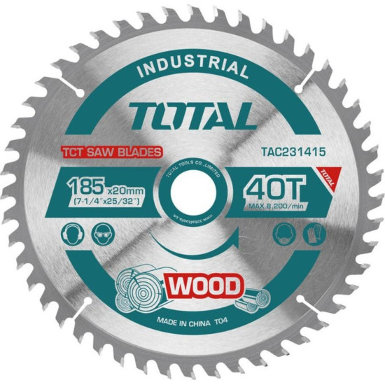 TOTAL TCT Δίσκος κοπής ξύλου  Φ-185mm