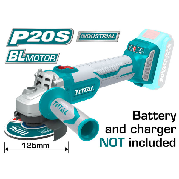 TOTAL Γωνιακός λειαντήρας μπαταρίας λιθίου 20V/125mm TAGLI1252