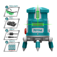 TOTAL Αλφάδι laser αυτο-οριζοντιούμενο 0-20m πράσινες ακτίνες TLL305205