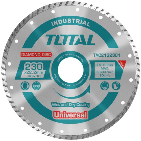 TOTAL Διαμαντόδισκος universal turbo 230X22.2mm TAC2132301