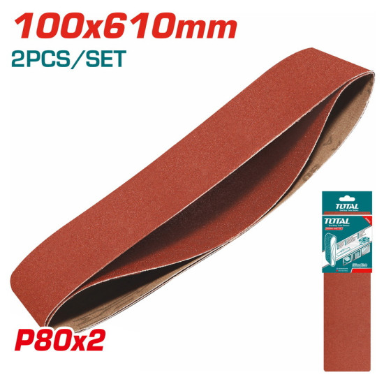 TOTAL Σετ γυαλόχαρτα 100Χ610mm P80 2 τεμάχια για TBS12001 TAC750802