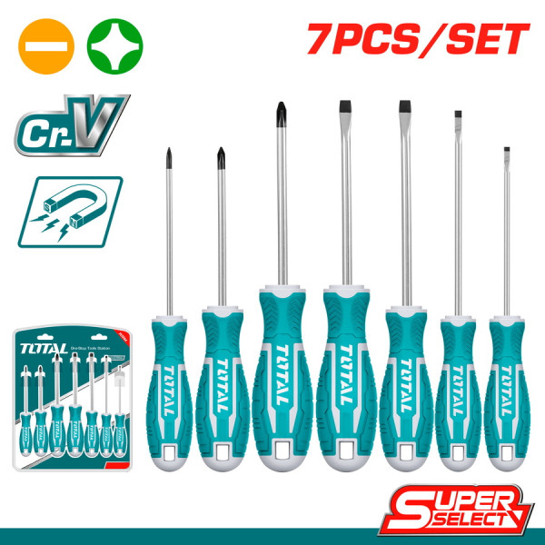 TOTAL Σετ κατσαβίδια μαγνητικά 7 τεμαχίων super select THT2506072