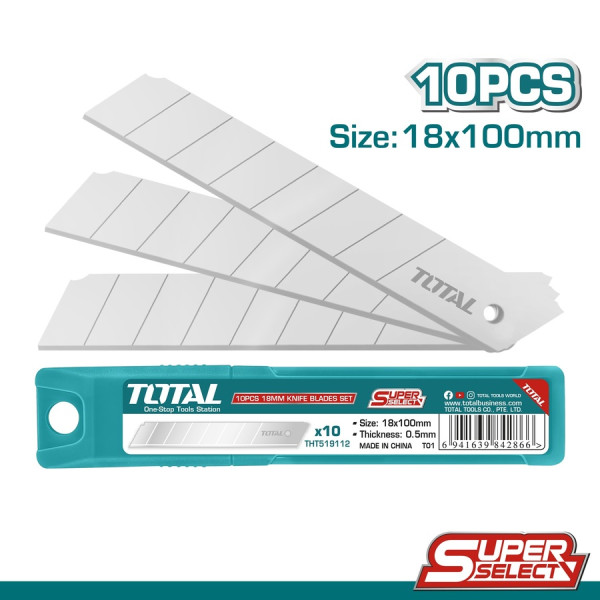 TOTAL Ανταλλακτική λεπίδα 18mm 10 τεμάχια THT519112