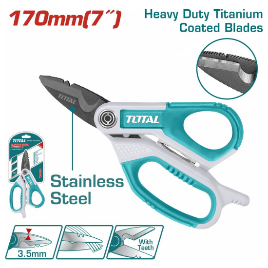 TOTAL Επαγγελματικό ψαλίδι ηλεκτρολόγου 170mm THES051708