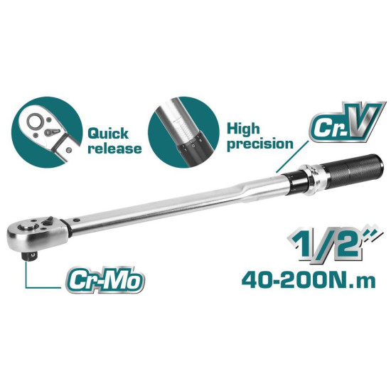 TOTAL Επαγγελματικό δυναμόκλειδο 1/2'' THPTW200N2