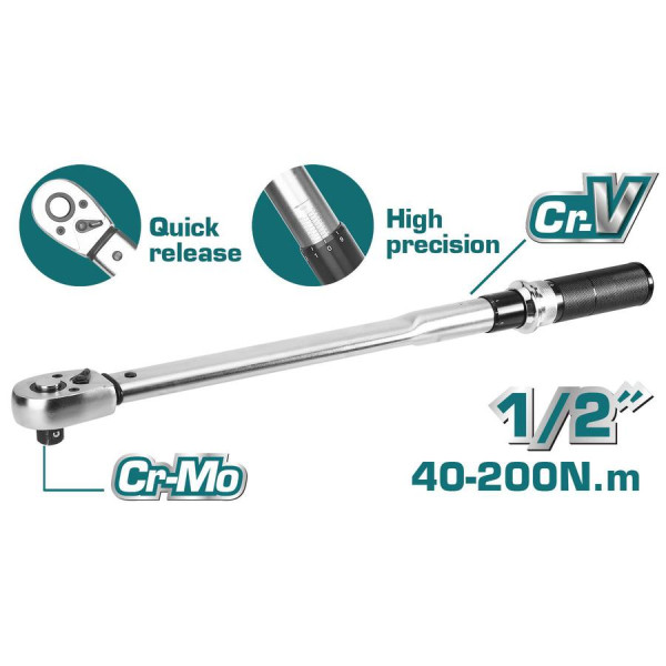 TOTAL Επαγγελματικό δυναμόκλειδο 1/2'' THPTW200N2