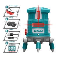 TOTAL Αλφάδι laser αυτο-οριζοντιούμενο 0-20m κόκκινες ακτίνες TLL306505