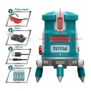 TOTAL Αλφάδι laser αυτο-οριζοντιούμενο 0-20m κόκκινες ακτίνες TLL306505