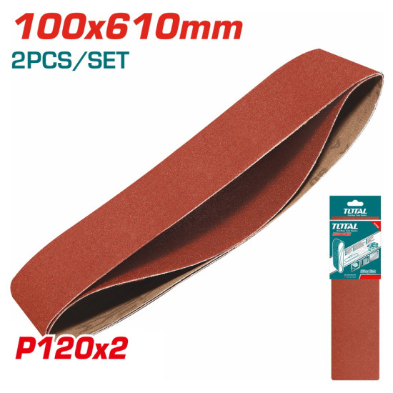 TOTAL Σετ γυαλόχαρτα 100Χ610mm P120 2 τεμάχια για TBS12001 TAC751202