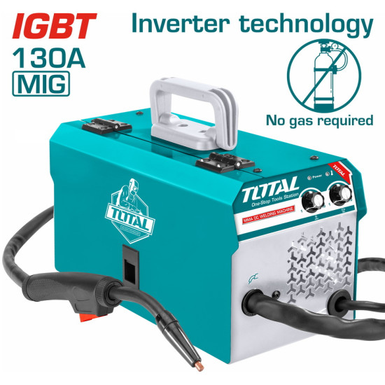 TOTAL Ηλεκτροκόλληση INVERTER FCAW 230V / 130A χωρίς αέριο TFC1301