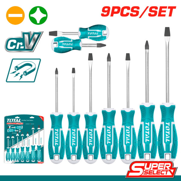 TOTAL Σετ κατσαβίδια μαγνητικά 9 τεμαχίων super select THT250609