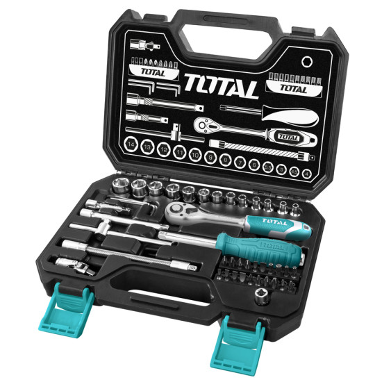 TOTAL Σετ κασετίνα καρυδάκια 1/4" 45ΤΕΜ (THT141451)