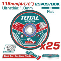 TOTAL Δίσκος κοπής inox/μετάλλου 115Χ1mm 25 τεμάχια σε μεταλλικό κουτί TAC11011525