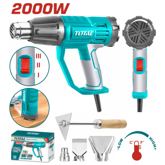 TOTAL Επαγγελματικό πιστόλι θερμού αέρα 2.000W TB20045