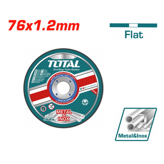 TOTAL Δίσκος κοπής INOX/ΜΕΤΑΛΛΟΥ 76mm X 1.2mm για TAGLI76017 TAC30176