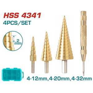 TOTAL Επαγγελματικό σετ τρυπάνια κώνικα 4 τεμάχια TACSD2041