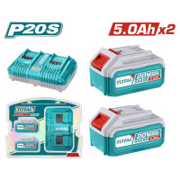 TOTAL Επαγγελματικό σετ 2 τεμάχια μπαταρίες TFBLI2053 Li-ion 20V/5Ah + 1τεμάχιο  διπλός φορτιστής TCLI2034E  TFBCPK2425