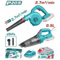 TOTAL Σετ φυσητήρας και σκουπάκι μπαταρίας Li-ion 20V / 2Ah / 1 ΜΠΑΤΑΡΙΑ TOSLI240998E