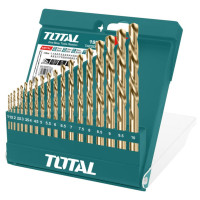 TOTAL Τρυπάνια σιδήρου σετ | 1-10mm | HSS DIN 338 | 19 τεμαχίων TACSD0195