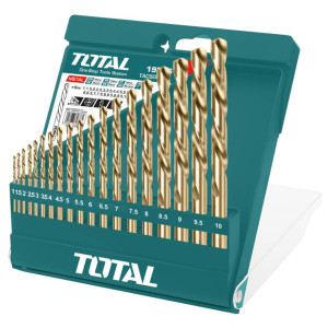 TOTAL Τρυπάνια σιδήρου σετ | 1-10mm | HSS DIN 338 | 19 τεμαχίων TACSD0195