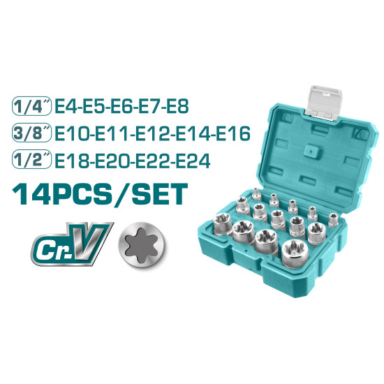 TOTAL Κασετίνα καρυδάκια STAR 14ΤΕΜ TORX THKTETS0114