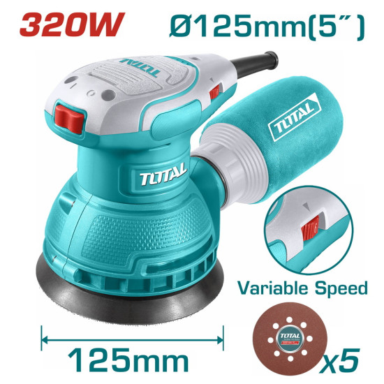TOTAL Επαγγελματικό έκκεντρο τριβείο χούφτας  320W / Φ-125mm TF2131256