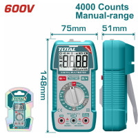 TOTAL Επαγγελματικό πολύμετρο ψηφιακό 600V True RMS με μέτρηση AC/DC TMT536002