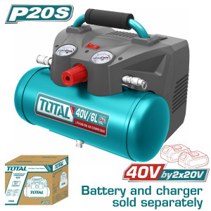 TOTAL Αεροσυμπιεστής αέρος μπαταρίας Li-ion 2X20V χωρίς μπαταρία και φορτιστή TACLI2003
