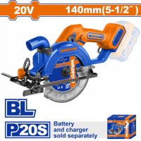 WADFOW Δισκοπρίονο μπαταρίας Li-ion 20V / 140mm ΧΩΡΙΣ ΜΠΑΤΑΡΙΑ & ΦΟΡΤΙΣΤΗ  WLWP5630