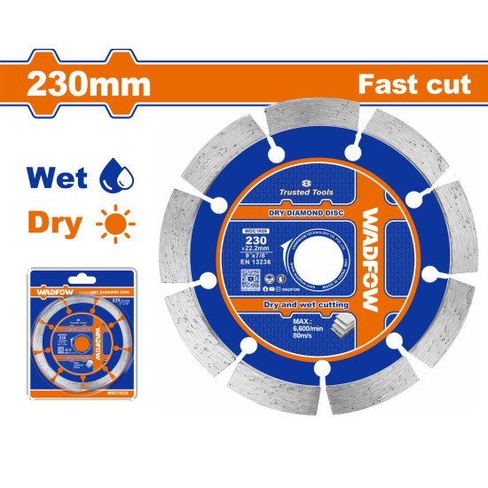 WADFOW Διαμαντόδισκος ξηράς και υγρής κοπής 230mm WDC1K05