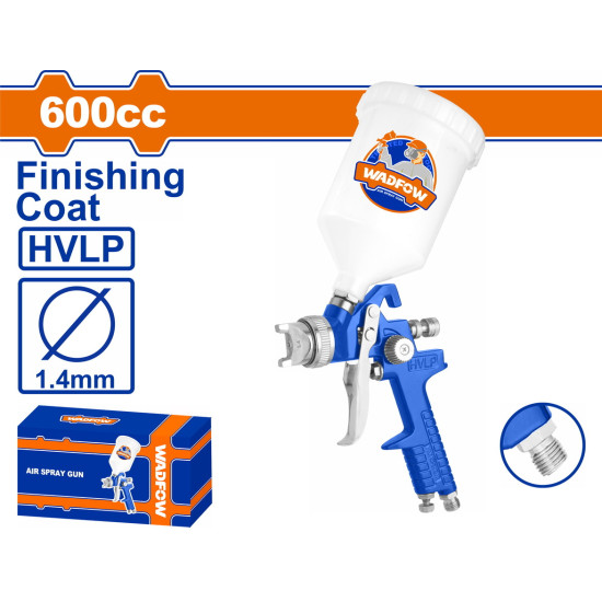 WADFOW Πιστόλι βαφής άνω δοχείο πλαστικό HVLP 600cc / 1.4mm WGA1506