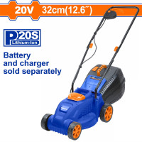 WADFOW Μηχανή γκαζόν μπαταρίας Li-ion 20V / 32cm χωρίς μπαταρία και φορτιστή WLKP530
