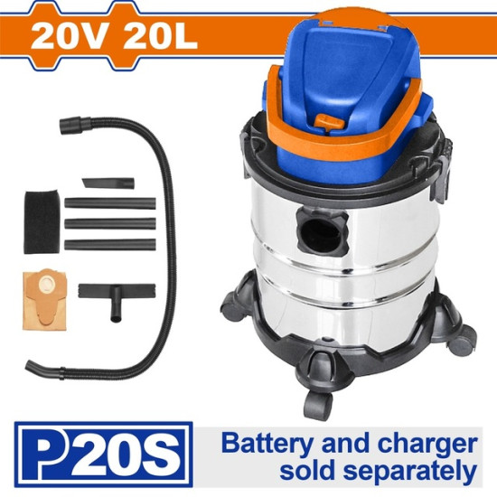 WADFOW Σκούπα μπαταρίας Li-ion 20V ΧΩΡΙΣ ΜΠΑΤΑΡΙΑ & ΦΟΡΤΙΣΤΗ WQV1A20