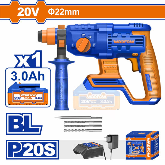 WADFOW Πνευματικό πιστολέτο μπαταρίας Li-ion 20V / 3Ah / 1 μπαταρία WLM1522