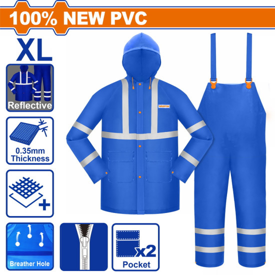 WADFOW Αδιάβροχο κοστούμι PVC με ανακλαστικά XL WRC500XL