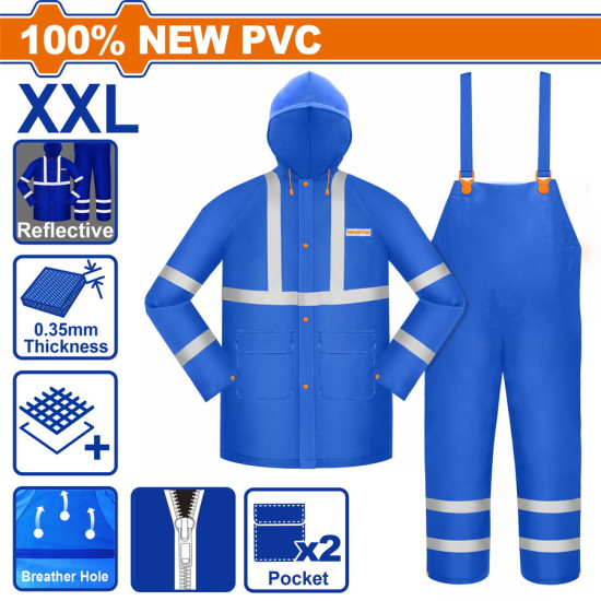 WADFOW Αδιάβροχο κοστούμι PVC με ανακλαστικά XXL WRC500XXL