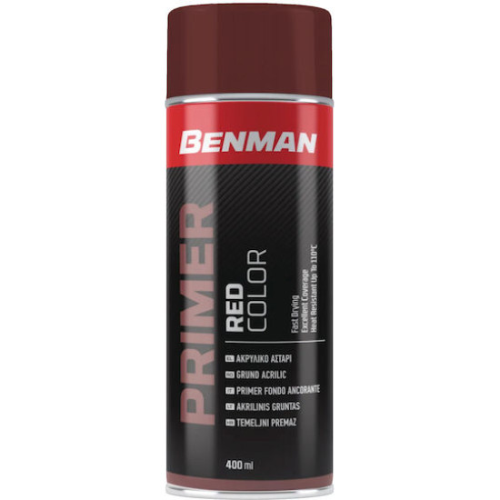 SPRAY BENMAN Αστάρι ακρυλικό χρώμα κόκκινο 400ml