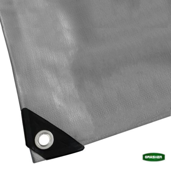  GRASHER Αδιάβροχος Μουσαμάς - Τέντα 2x3m 250gr/m² με κρίκους γκρι 103847