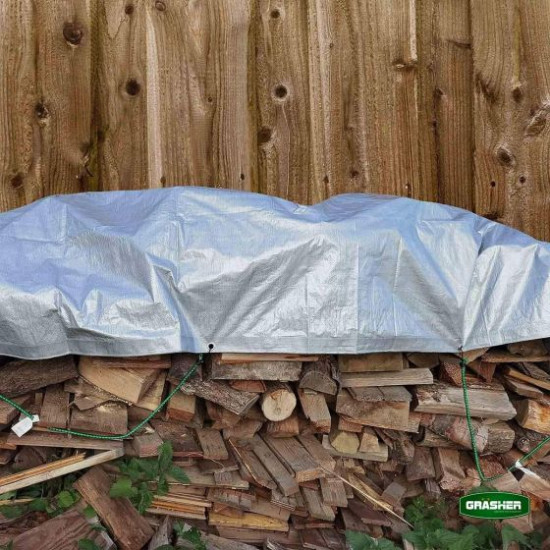  GRASHER Αδιάβροχος Μουσαμάς - Τέντα 2x3m 250gr/m² με κρίκους γκρι 103847