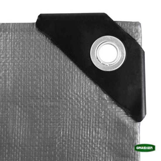  GRASHER Αδιάβροχος Μουσαμάς - Τέντα 2x3m 250gr/m² με κρίκους γκρι 103847